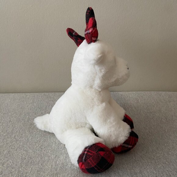 Aurora Red White Black Plaid Hooves Antlers White Holiday Reindeer 10" 2020 - Picture 2 of 12